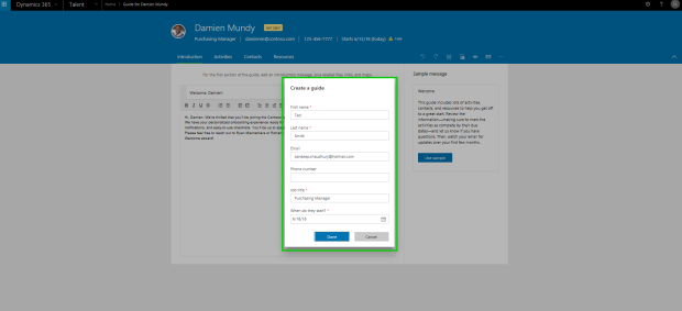 Dynamics 365 for Talent creating a new guide